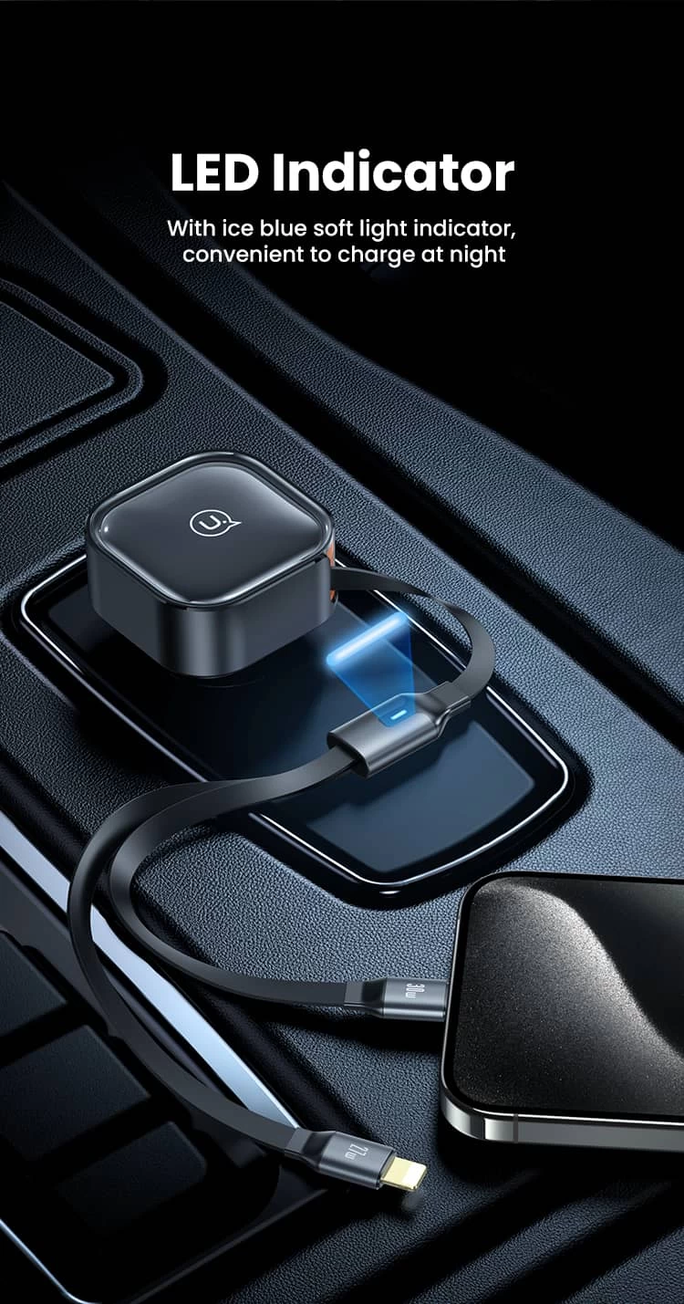 شاحن سيارة بسلك مرن وقابل للتقصير