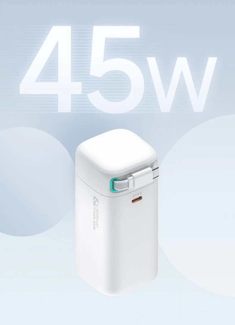 بنك الطاقة المغناطيسي 45 وات  متعدد الوظائف ثنائي الإخراج المغناطيسي بقدرة 18000