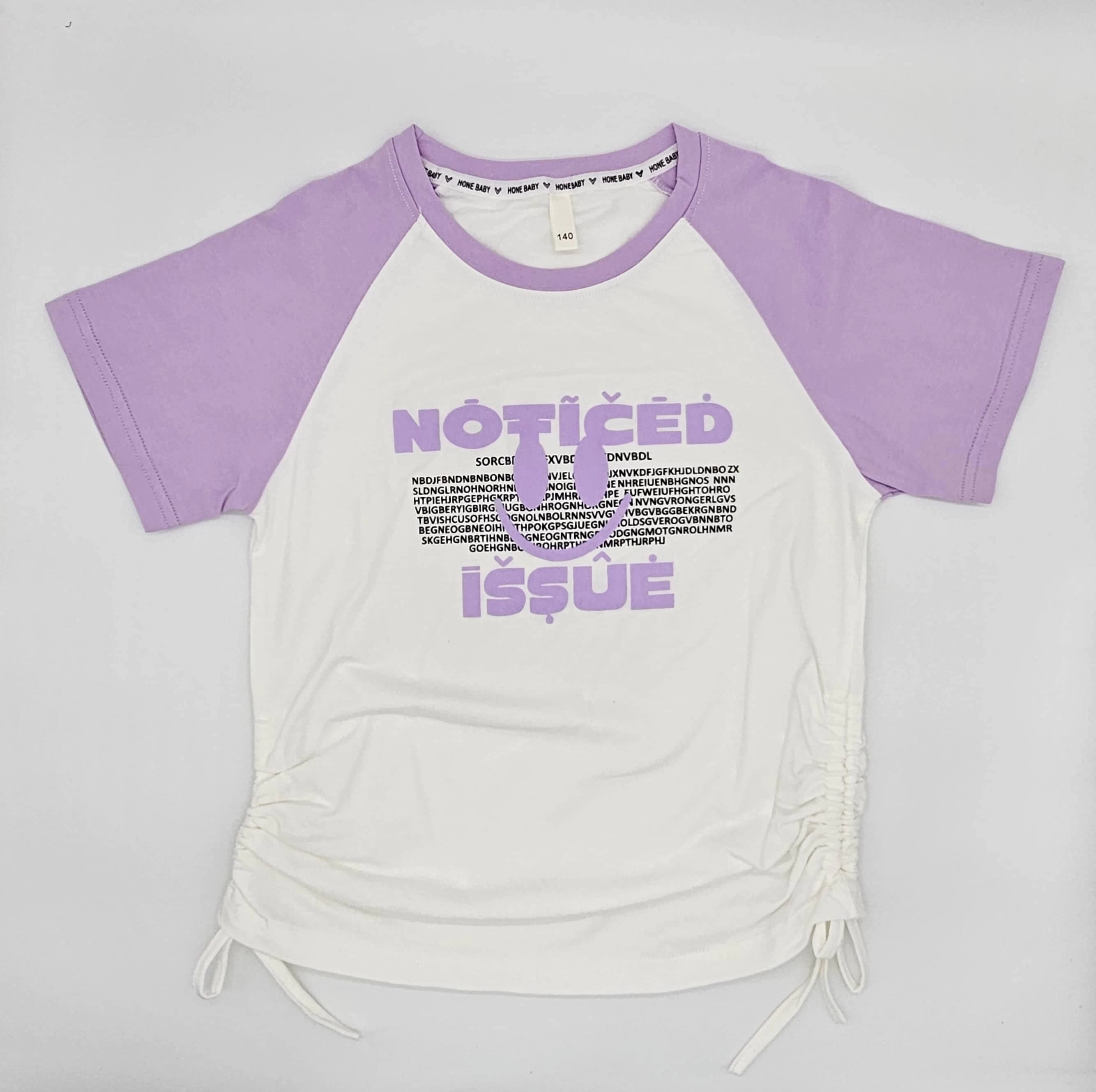 تيشرت بناتي  صيفي باللون الابيض والوردي